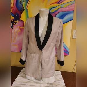 H&M Khaki and Black Tuxedo Jacket Women's Size 4 NWT